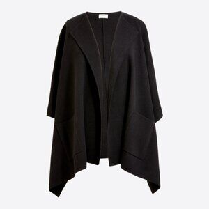 J. Crew Open-Front Poncho Sweater Cardigan Cape Oversized Lagenlook Pockets S/M